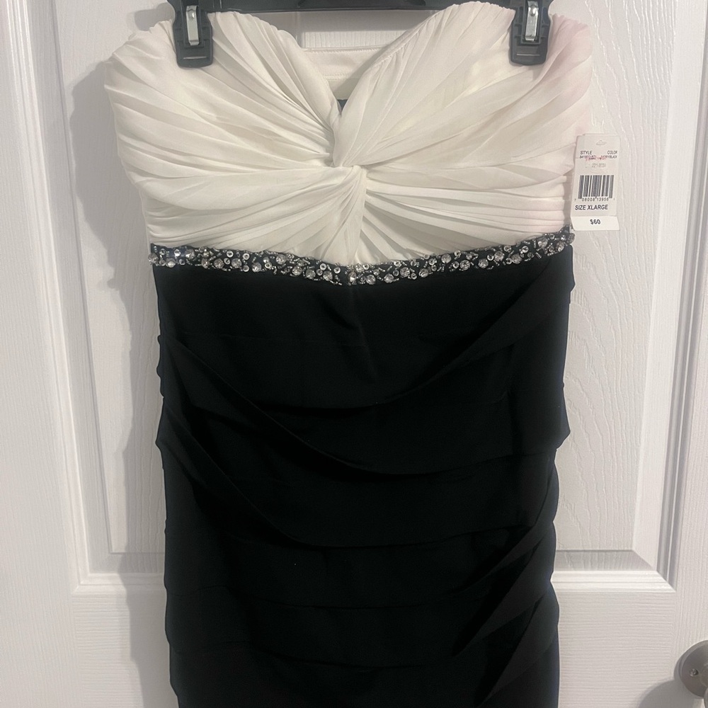City Triangles Strapless Black and White Dress